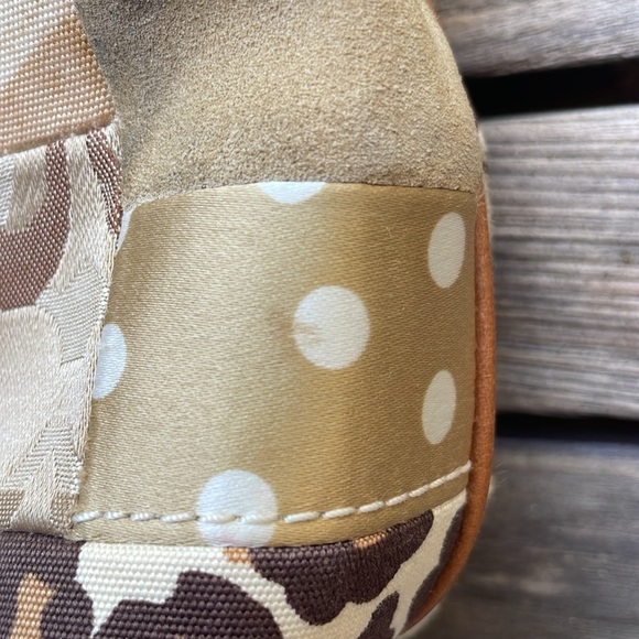 Authentic Tan Brown Animal Cheetah Print Canvas Leather Coach Mini Bag Purse - Picture 7 of 13